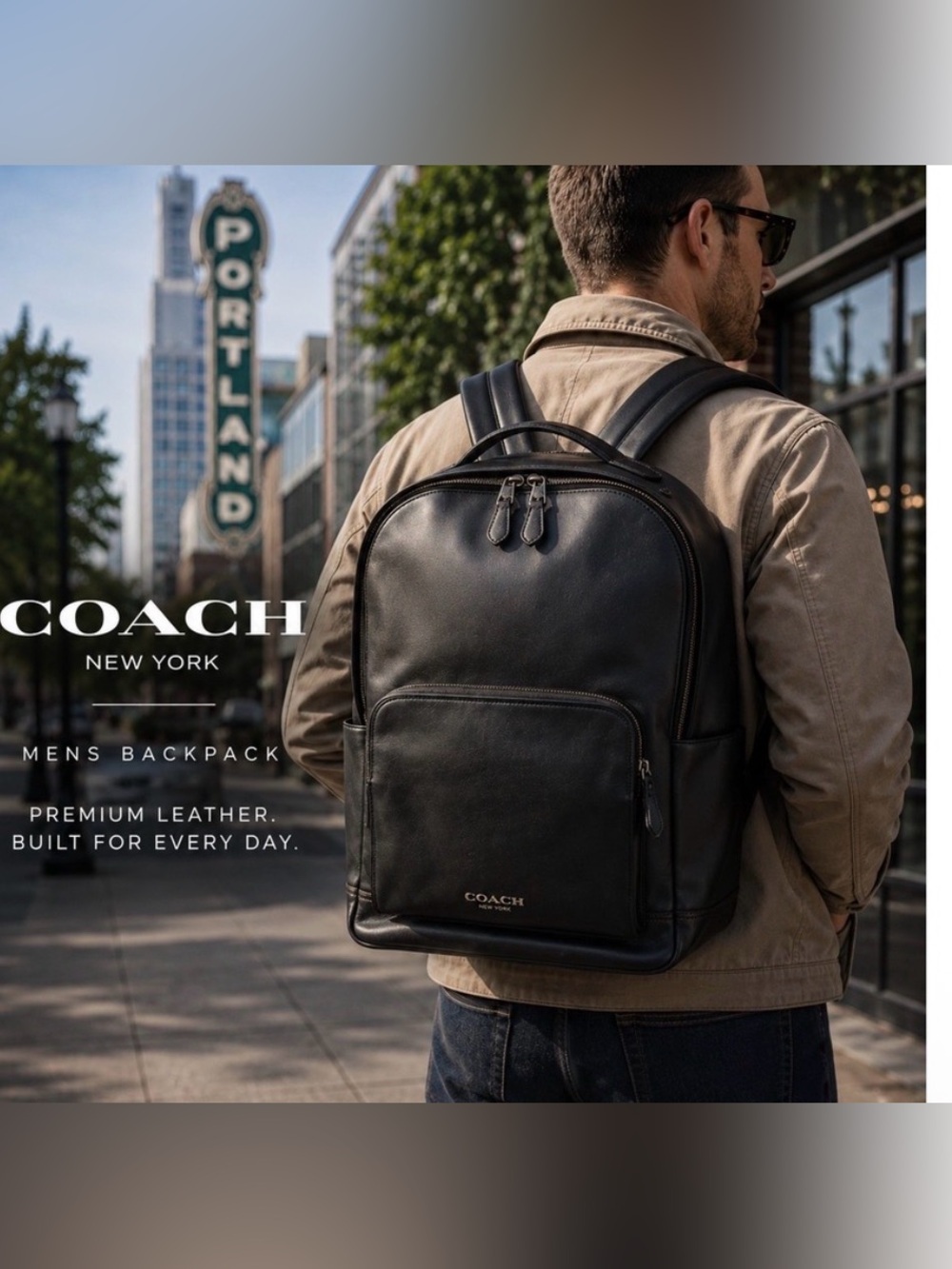 Coach Graham Leather Brown & Leather Backpack Laptop new no tag